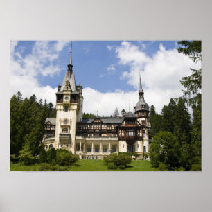 1800-talets Peles Castle, Sinaia, Rumänien Poster