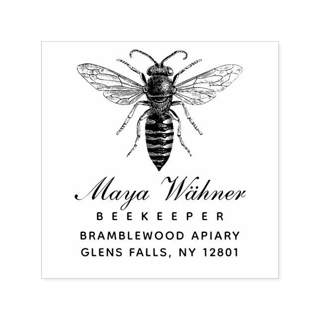 1800-talets Returadress för biodling av drottning Självfärgande Stämpel (Design)