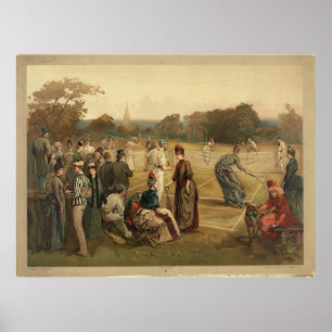 1800-talets spel i kvinnors Gräsmatta tennis från  Poster