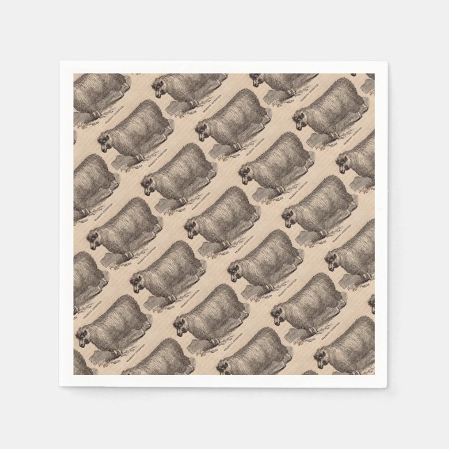 1800-talets tryckår Cotswold-får Pappersservett (Framsidan)