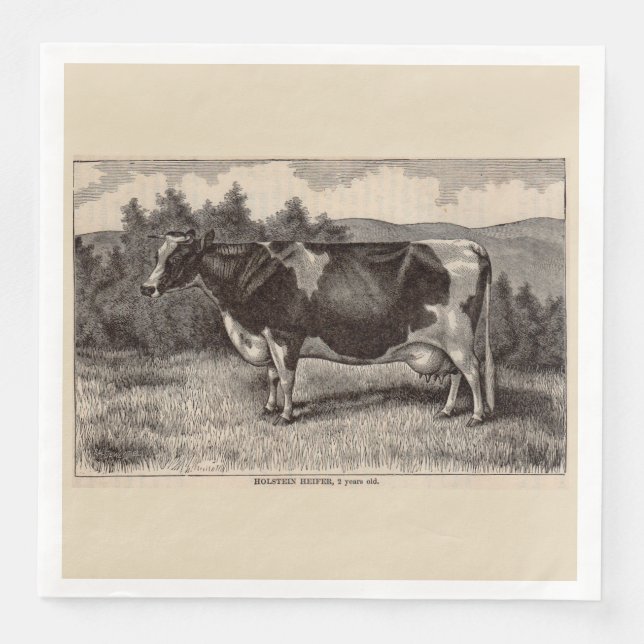 1800-talets tryckt Holstein heifer Pappersservett (Framsida)