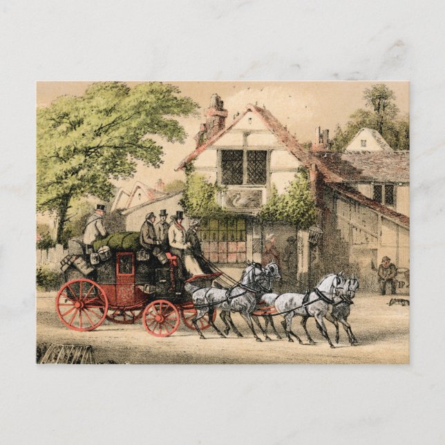 1800-talets Victorian Stagecoach Vykort (Framsida)