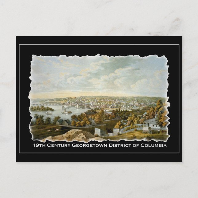 1800-talets visning av Georgetown, Washington DC Vykort (Framsida)