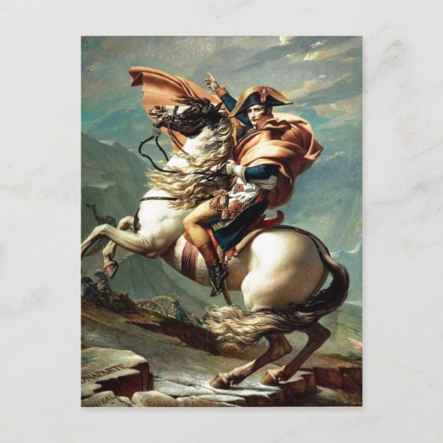 1801 Napoleon genom Alpernorna, Jacques-Louis Dav Vykort (Framsida)