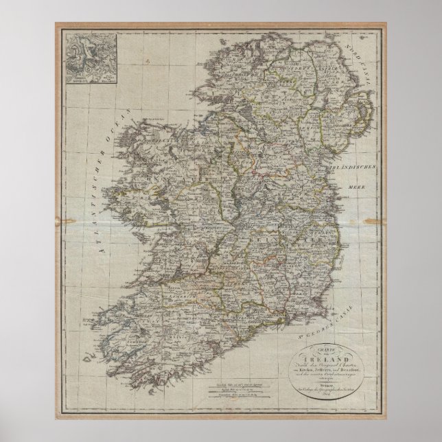 1804 Karta i Irland (40" x 47") Poster (Framsidan)