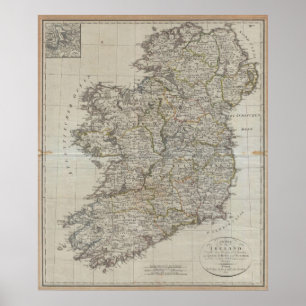 1804 Karta i Irland Poster