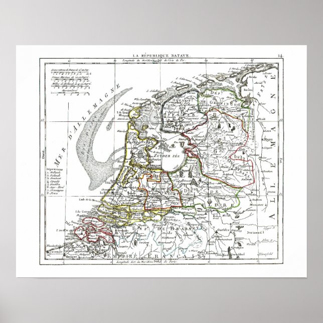 1806 Karta - La Republicque Batave Poster (Framsidan)