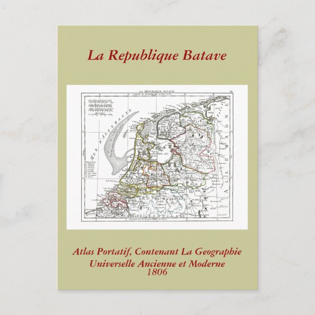 1806 Karta - La Republicque Batave Vykort (Framsida)