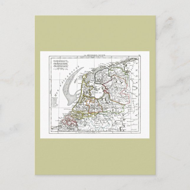 1806 Karta - La Republicque Batave Vykort (Framsida)