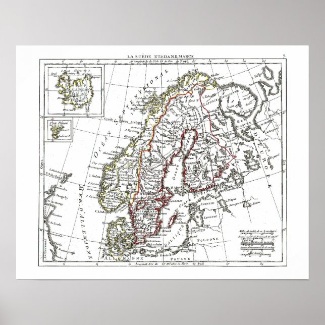 1806 Karta-La Suede le Danemarck Poster (Framsidan)