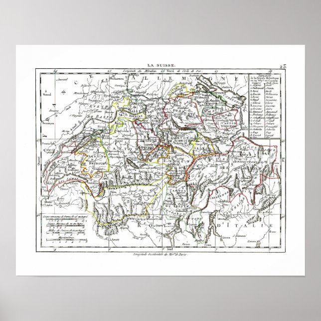 1806 Karta-La Suisse Poster (Framsidan)