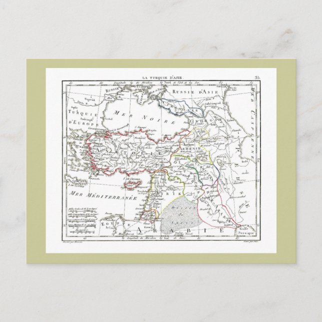 1806 Karta-La Turquie d'Asie Vykort (Framsida)