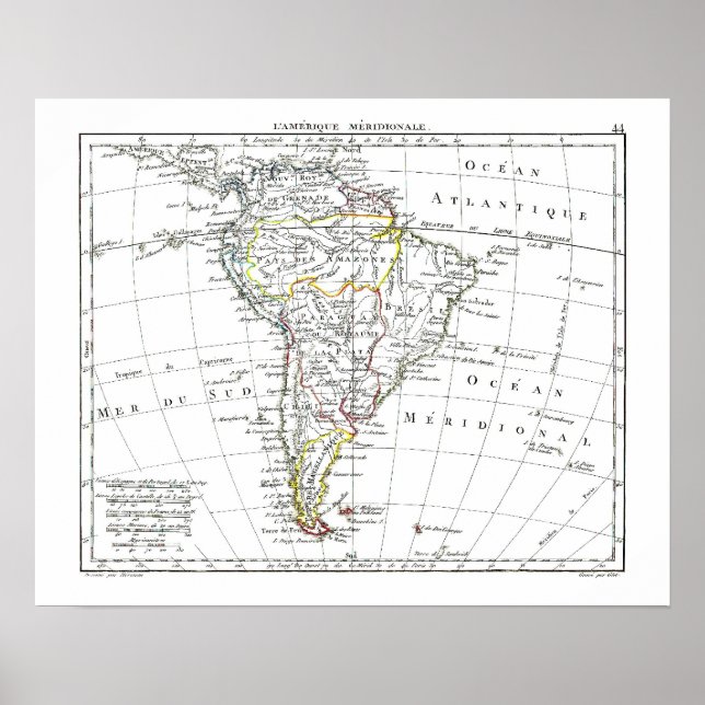 1806 Karta - L'Amérique Méridionale Poster (Framsidan)