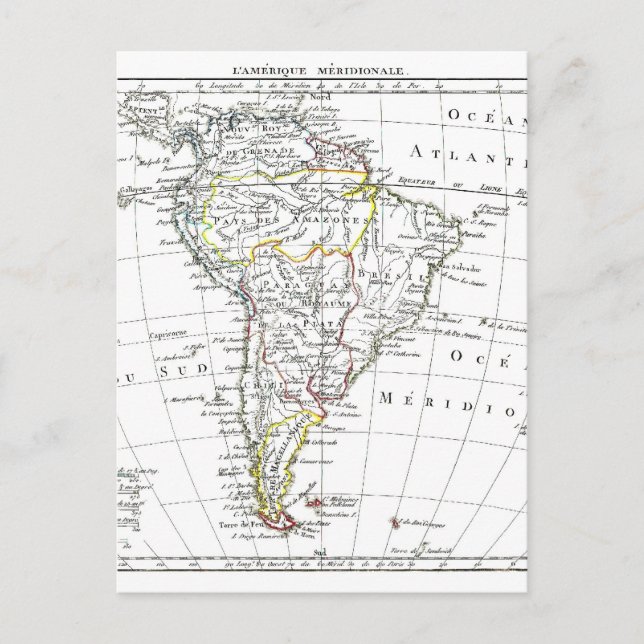 1806 Karta - L'Amérique Méridionale Vykort (Framsida)