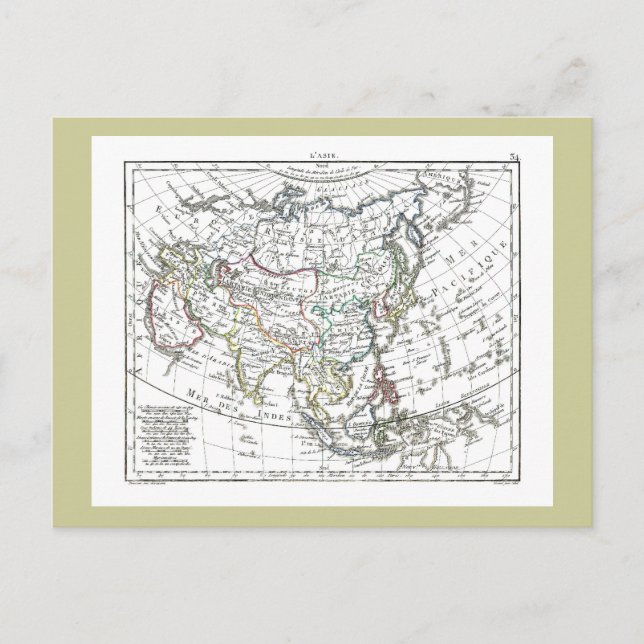 1806 Karta-L'Asie Vykort (Framsida)