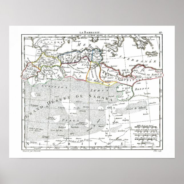 1806 Karta-L'Barbarie Poster (Framsidan)