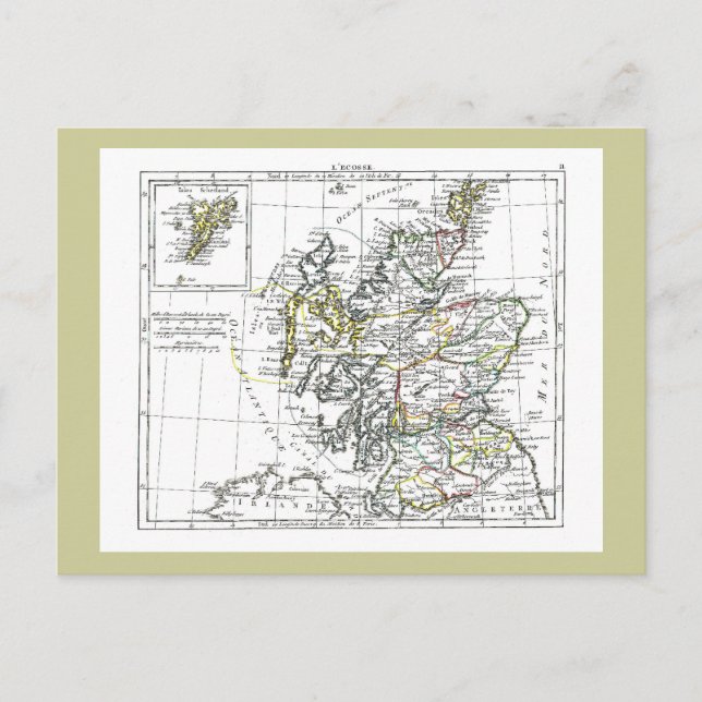 1806 Karta - L'Ecosse Vykort (Framsida)