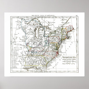 1806 Karta - Les Etats Unis d'Amrique Poster