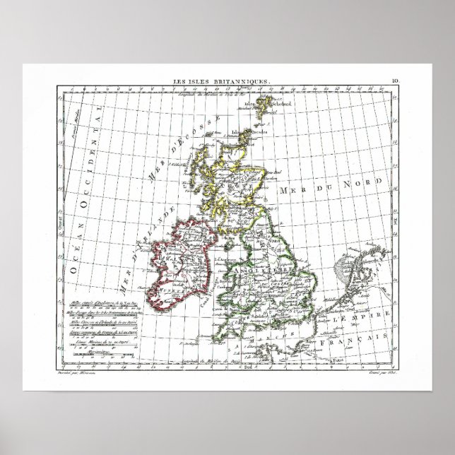 1806 Karta - Les Isles Britanniques Poster (Framsidan)