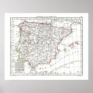 1806 Karta - L'Espagne et le Portugal Poster