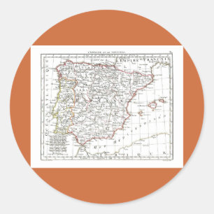 1806 Karta - L'Espagne et le Portugal Runt Klistermärke