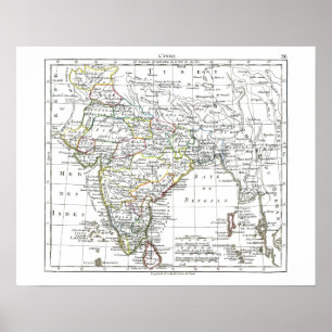 1806 Karta - L'Inde Poster