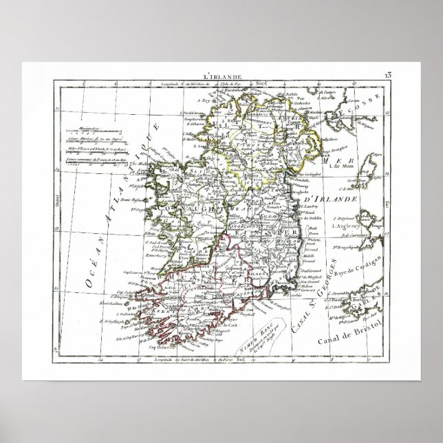 1806 Karta - L'Irlande Poster (Framsidan)