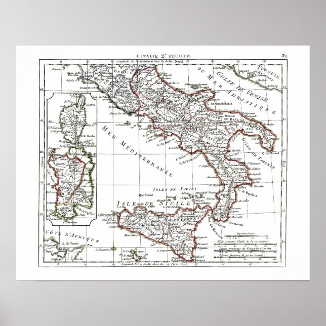 1806 Karta - L'Italie 2e Feuille Poster (Framsidan)