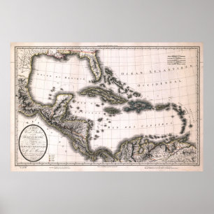 1806 västra Indies och buktkarta Poster