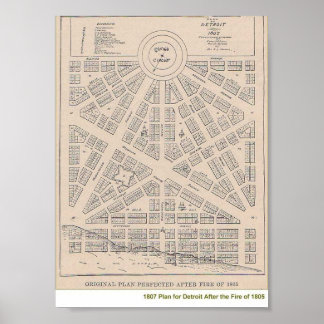 1807 Plan för Detroit Poster