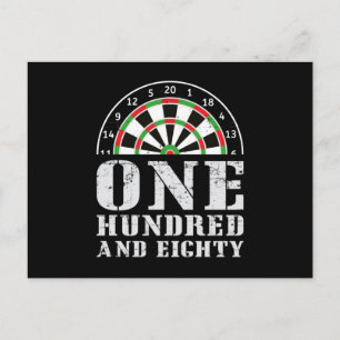 180 Dart Dart Dartboard Bullseye Arrow Funny Gift Vykort