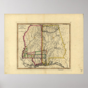 1810'skarta av Mississippi & Alabama Poster