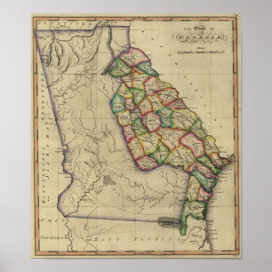 1817 Situationen i Georgien från Samuel Lewis Atla Poster