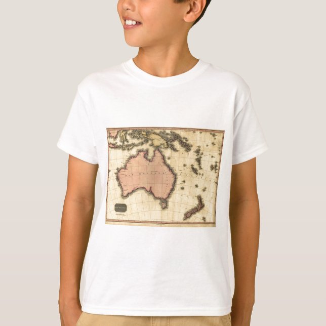 1818 Australasia Karta - Australien, Nya Zeeland T-shirt (Framsida)