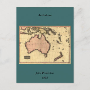1818 Australasia Karta - Australien, Nya Zeeland Vykort