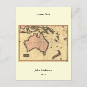 1818 Australasia Karta - Australien, Nya Zeeland Vykort