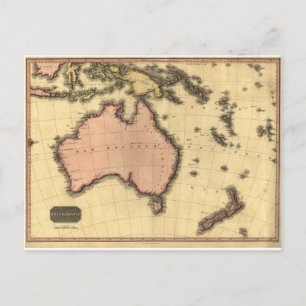 1818 Australasia Karta - Australien, Nya Zeeland Vykort