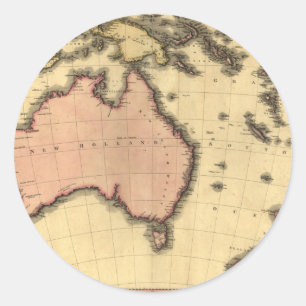1818 Australasia karta - Australien som är Runt Klistermärke