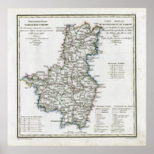 1821 Karta i Tambov Ryssland Poster