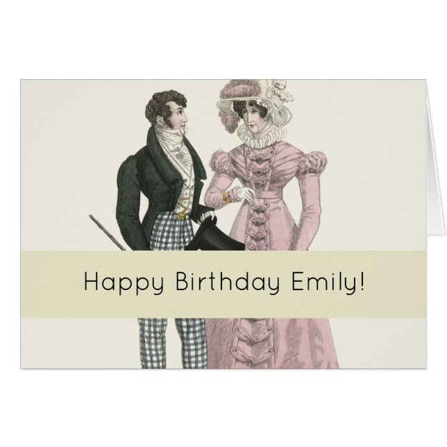 1823 Antique Bröllop Man Woman Mode Hälsningskort (Framsidan Horizontal)