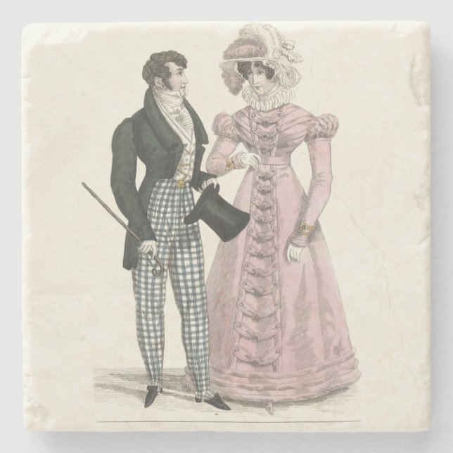 1823 Antique Bröllop Man Woman Mode Stenunderlägg (Framsidan)