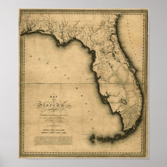 1823 Karta i Florida Poster (Framsidan)