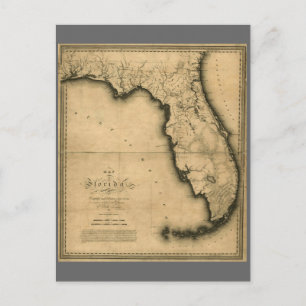 1823 Karta över Florida Vykort