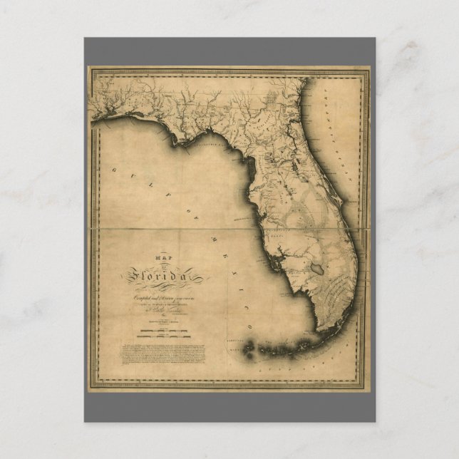 1823 Karta över Florida Vykort (Framsida)