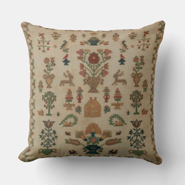 1825 British Sampler Reproduction Kudde (Framsida)