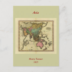 1825 Karta i Asien av Henry Tanner Vykort