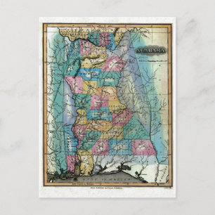 1826 Alabama Karta Vykort
