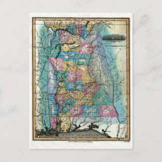 1826 Alabama Karta Vykort