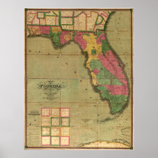 1829 Karta i Florida Poster (Framsidan)