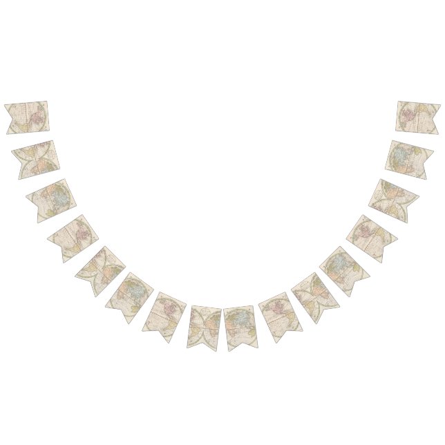 1831 Antik Världskarta Resetema Vimplar (Alla)